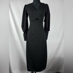 NWT Wild Meadow Long Sleeve Black Evening Dress with Cut Out
